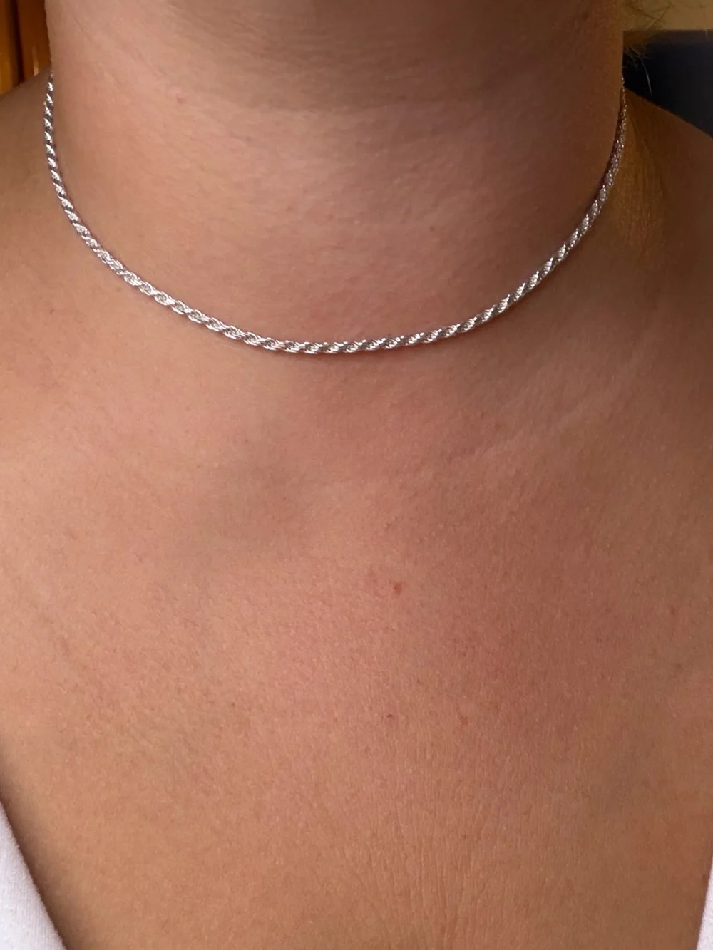 925 Sterling Silver Rope Chain Necklace – 15.5” – Classic Silver Chain